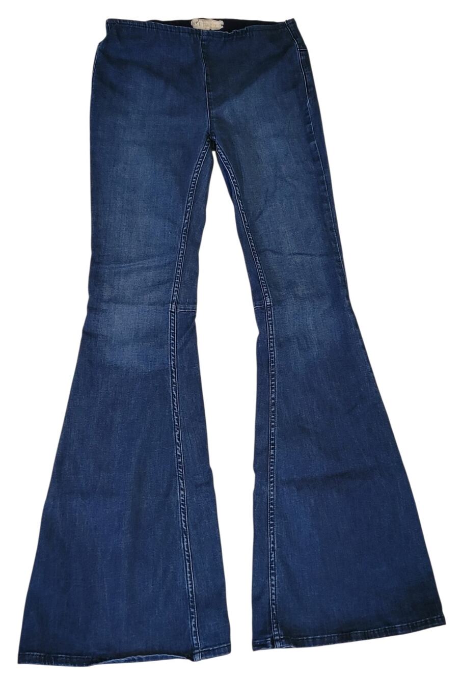 Free People Penny Pull On Flare Bell Bottom Jeans Indigo Sz 27 Regular